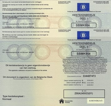 Belgian registration papers